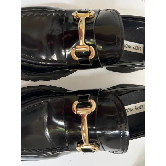 Steve Madden Women’s Black Lando Platform Loafers Size 8.5 Chunky Lug Preppy - Picture 5 of 16